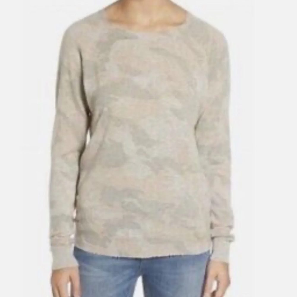 Zadig & Voltaire Beige Cashmere Crisp Neutral Camo Crew Neck Sweater